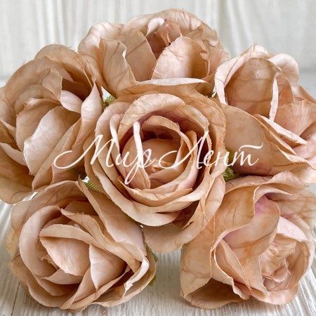 Мраморная роза, 4,5 см, бежевая, упаковка 42 шт.