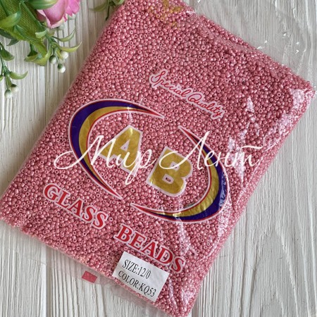 Бисер непрозрачный, размер 12/0, лососевый (KQ53), упаковка 400 г