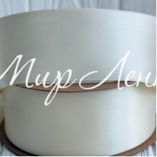 Атлас двусторонний (премиум), 3,8 см, молочный, рулон 23 м