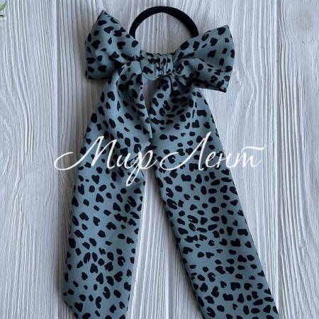 Резинка Твилли с узким бантом, 30 см, голубо-серая, шт.