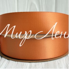 Двусторонняя атласная лента New (премиум), 2,5 см, имбирная, рулон 23 м