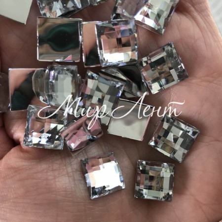 Квадрат с гранями, 14 мм, прозрачный, упаковка 500 шт.