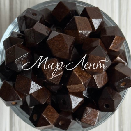 Деревянные бусины куб, 14 мм, коричневые, упаковка 500 г