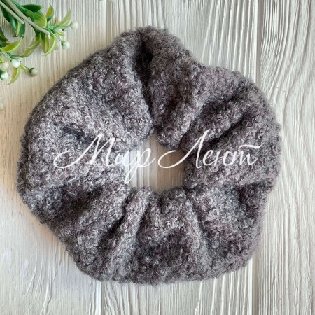 Скранч каракуль букле, 13 см, графитовый, шт.