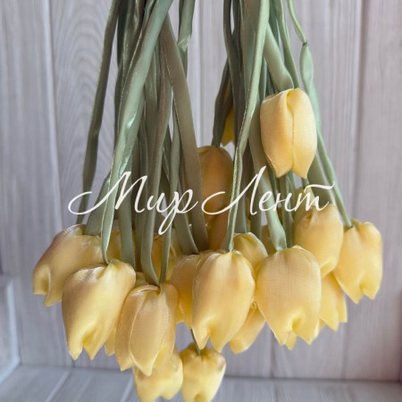 Тюльпаны из органзы, 42 см, желтые, упаковка 20 шт.