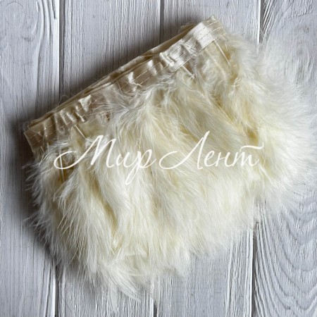 Тісьма з лебединого пір'я, 15 см, молочна, рулон 2 м