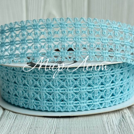 Лента вязаная D30320, 2,5 см, светло-бирюзовая, рулон 11,5 м