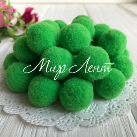 Помпоны бархатные, 1,5 см, зеленый, упаковка 1000 шт.