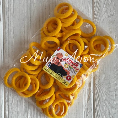 Резинка Калуш (велюрчик), 3,5 см, желтый, упаковка 50 шт.