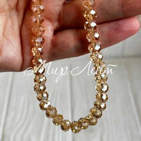 Бусины Рондель хрусталь, 8 мм, золотые, нитка 65-68 шт.