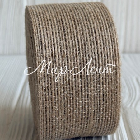 Лента мешковина леска (однотонная), 4 см, натуральная, рулон 10 м