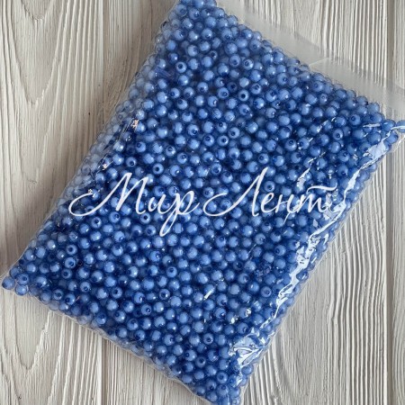 Бусина пластик с белой серединкой, 8 мм, голубая, упаковка 500 г