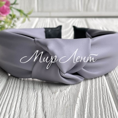 Обруч чалма из экокожи однотонный, 4 см, серый, шт.