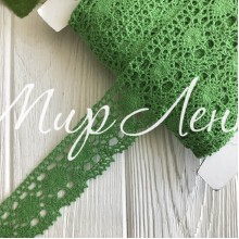 Кружево вязаное цветное (№ 1559), ярко-зеленый, 4 см, рулон 45 м