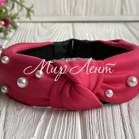 Обруч креп чалма с жемчугом, 4 см, малиновый, шт.