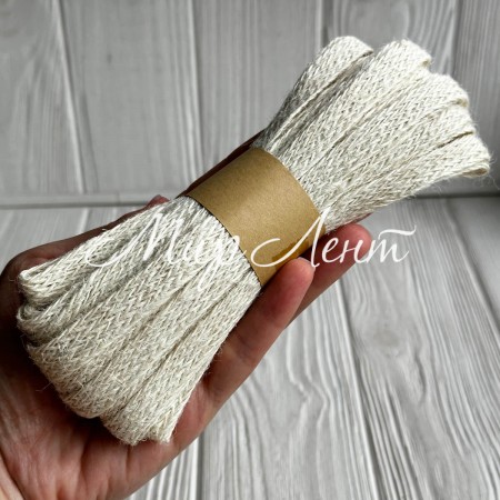 Тесьма-мешковина (плоская), 1 см, молочная, рулон 10 м