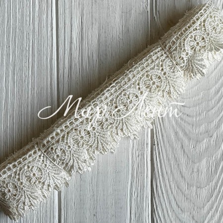 Кружево макраме Эвелин, 4 см, молочное, рулон 9 м