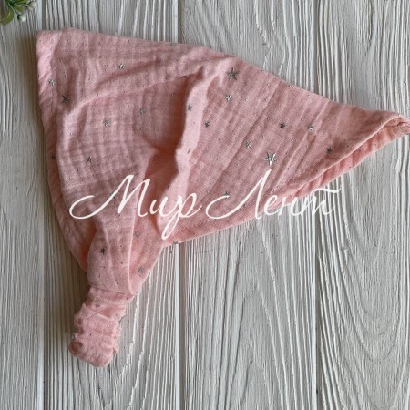 Муслиновая косынка со звездами, 22х24 см, персиковая, шт.