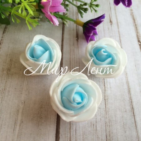 Бутон розы 3 см,  бело-голубой, упаковка 500 шт.