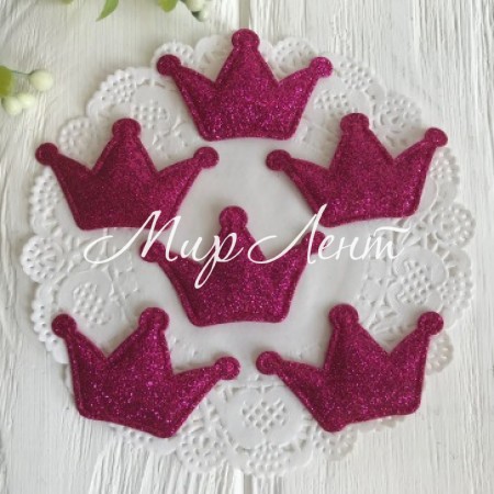 Аппликация/патч, корона (глиттер), 2,2 х 3 см, малиновый, упаковка 20 шт.