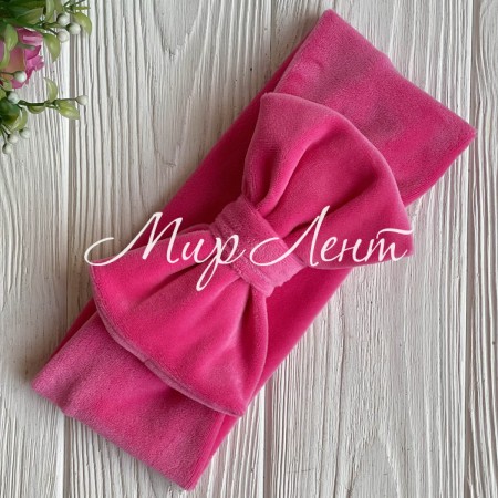 Повязка спорт велюр c бантом mini, 9х20 см, светло-малиновая, шт.