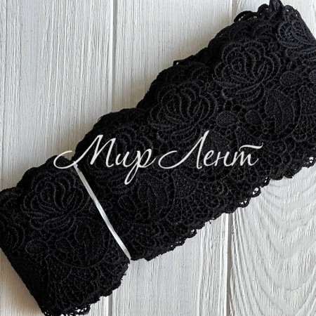 Кружево макраме Палмер, 9 см, черное, рулон 9 м
