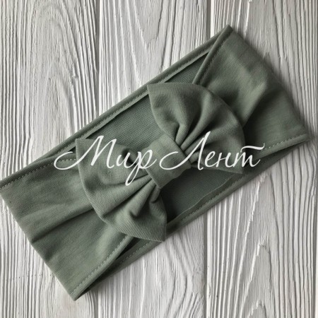 Повязка широкая с бантом, 11 см, оливковый, шт.