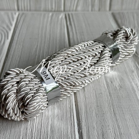 Шнур декоративный, 5 мм, белый, рулон 9 м