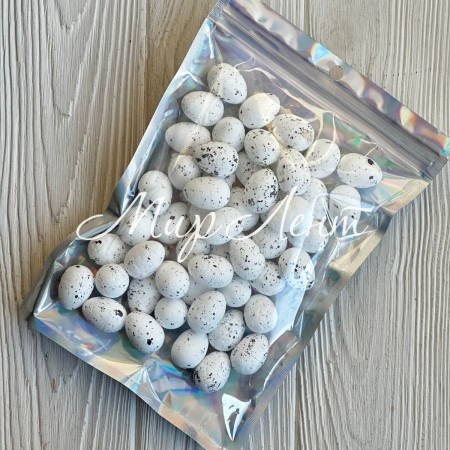 Пасхальные яйца (L00721), 1,8х2,5 см, белые с черным, упаковка 50 шт.