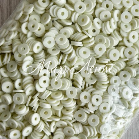 Плоскі намистини, 6 мм, молочні, маленька упаковка 50 г
