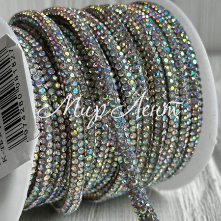 Стразовый шнур, 4,5 мм, перламутровый, рулон 10 м