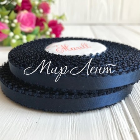 Атлас двухсторонний с петельками 0,6 см, сапфировый, рулон 20 ярдов