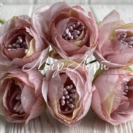 Піон тканинний жатка, 4 см, персиковий, упаковка 30 шт.