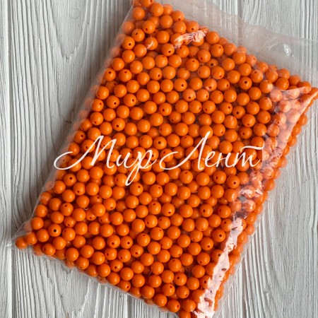 Бусина акрилова, 10 мм, помаранчева, упаковка 500 г