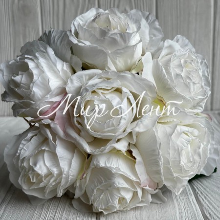 Букет бурбонской розы, 6х27 см, белый, букет з 7 шт.