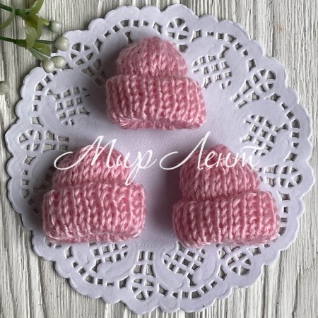 Шапочка в'язана, 4 см, рожева, упаковка 20 шт.