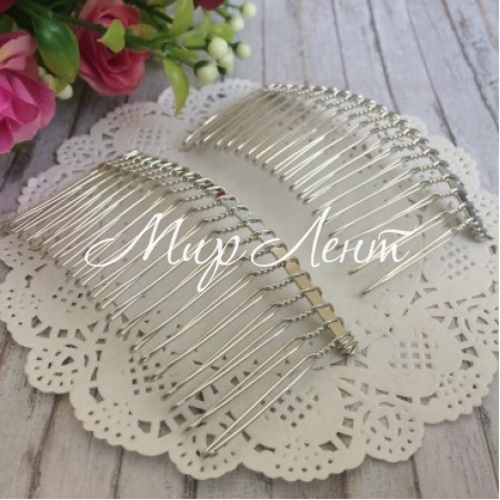 Гребінь металевий, 7,35х3,7 см, срібло, упаковка 100 шт.