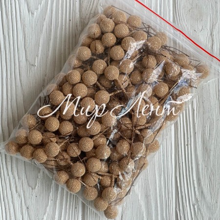 Шарик на проволоке (пупырышка), 1,5 см, золото, упаковка 200 шт.