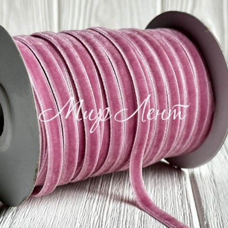 Лента велюр, 0,6 см, баклажановый, рулон 45 м