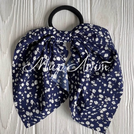 Резинка Твилли с перемычкой в цветочек, 25 см, сапфировая с белым, шт.