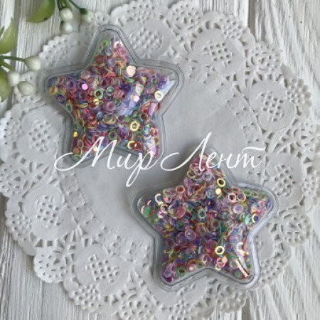 Силиконовая звездочка с наполнителем, 5 см, разноцветные колечка, упаковка 20 шт.