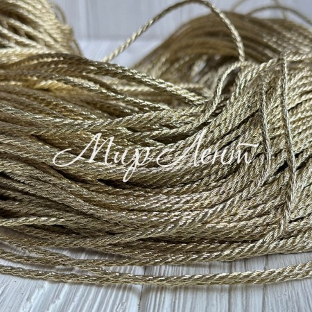 Шнур декоративный Vip, 3 мм, золото, большой рулон 100 м