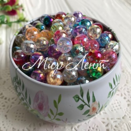 Жемчуг с переливом, 10 мм, цветной микс, упаковка 500 г