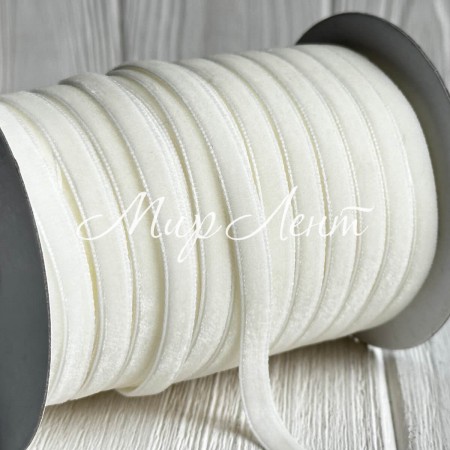 Лента велюр, 0,6 см, айвори, рулон 45 м