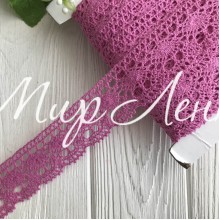 Кружево вязаное цветное (№ 1559), ярко-розовый, 4 см, рулон 45 м
