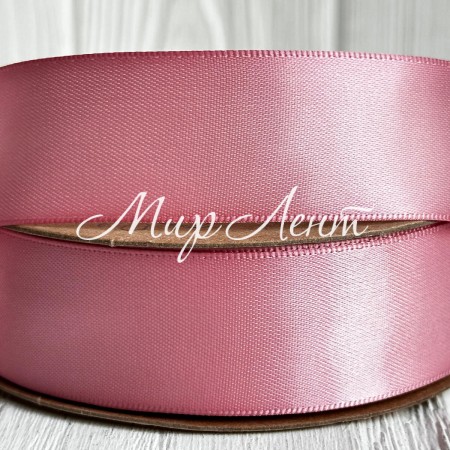 Атлас двусторонний (премиум), 2,5 см, ванильно-пудровый, рулон 23 м