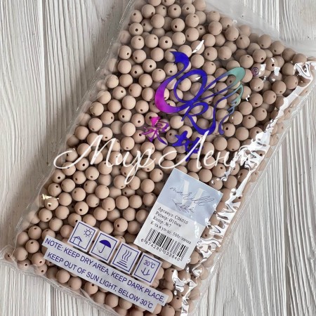 Бусина матовая "Зефирка", 10 мм, капучино, упаковка 500 грамм