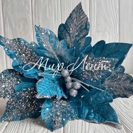 Пуансеттия бархатная (С30257), 31х30 см, бирюзовая, шт.