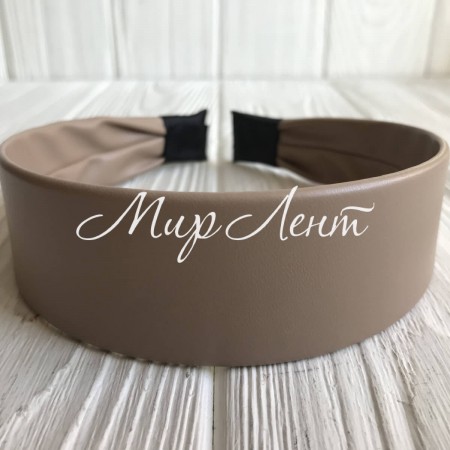 Обруч из экокожи широкий, 4 см, кофейный, шт.