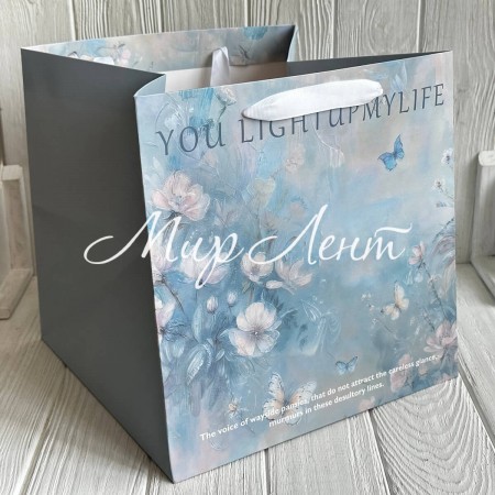 Пакет з широким дном (малюнок), 28х28х28 см, блакитний, упаковка 12 шт. 